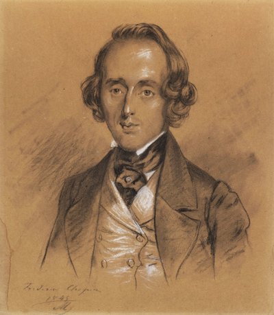 Portret van Fryderyk Chopin door Nicolas Eustache Maurin